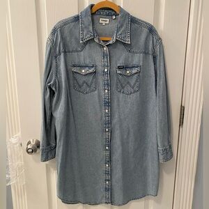 Wrangler x Free People Pearl Snap Denim Shirt Dress NWOT